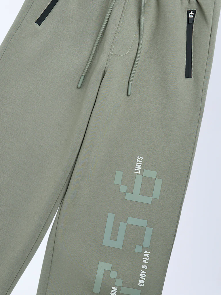 Y&F Kids Boys Sage Printed Mid-Rise Pants - Image 3