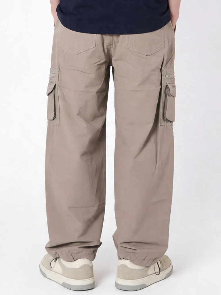 Y&F Kids Boys Taupe Mid-Rise Cotton-Blend Cargo Pants - Image 3