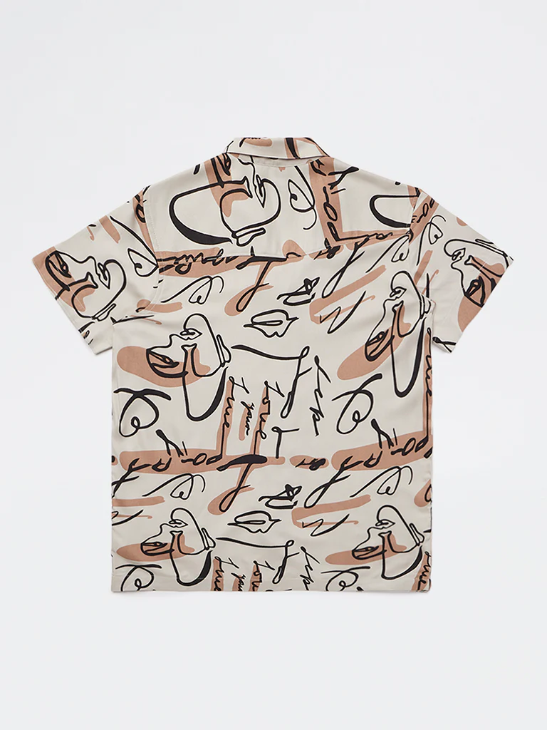 Y&F Kids Boys Taupe Printed Shirt - Image 2