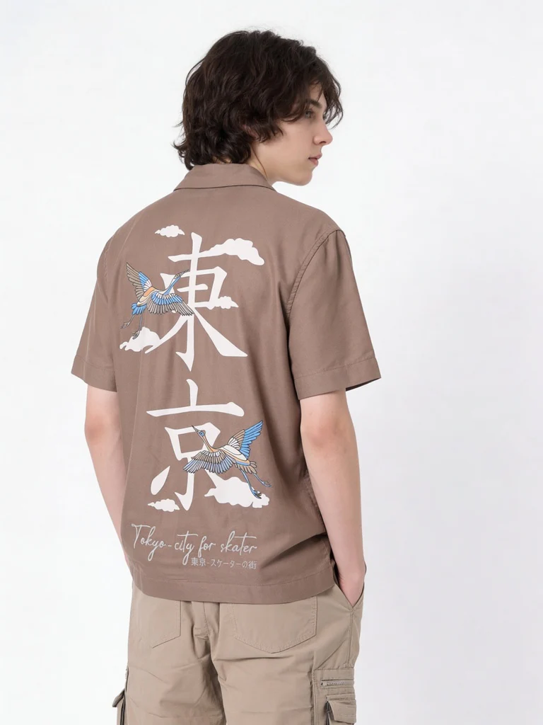 Y&F Kids Boys Taupe Printed Shirt - Image 2