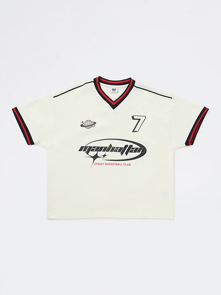 Y&F Kids Boys White Graphic Printed T-Shirt - Image 3