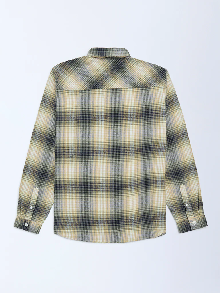 Y&F Kids Boys Yellow Checks Detailed Cotton Shirt - Image 3