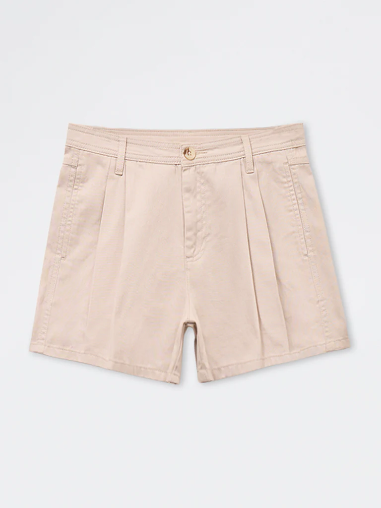 Y&F Kids Girls Beige High Rise Cotton Shorts