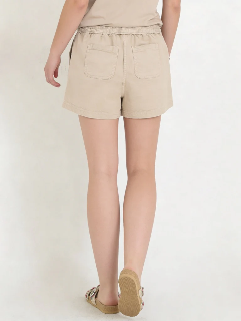 Y&F Kids Girls Beige High-Rise Cotton Shorts - Image 3