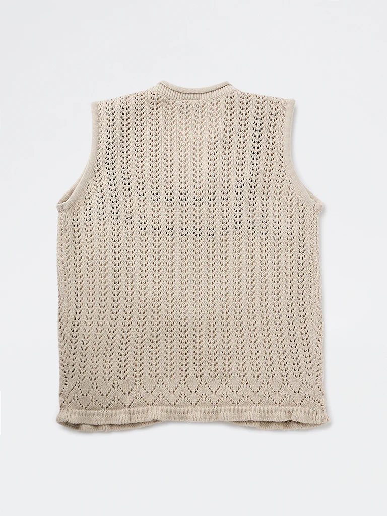 Y&F Kids Girls Beige Printed Cotton Top - Image 4
