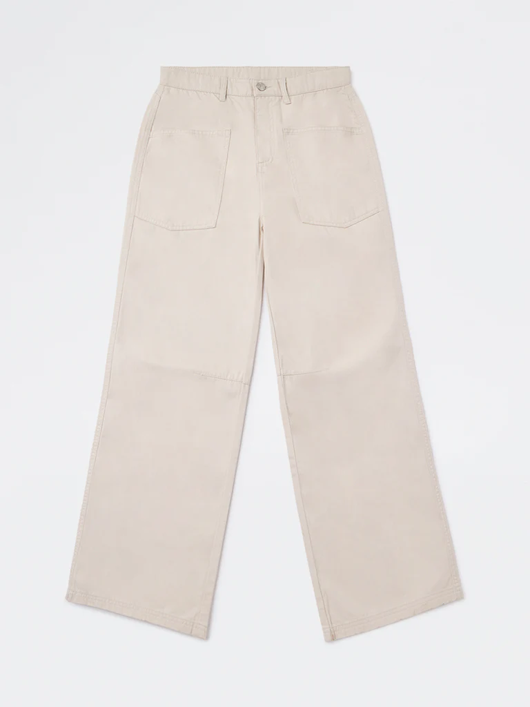 Y&F Kids Girls Beige Solid High-Rise Trousers