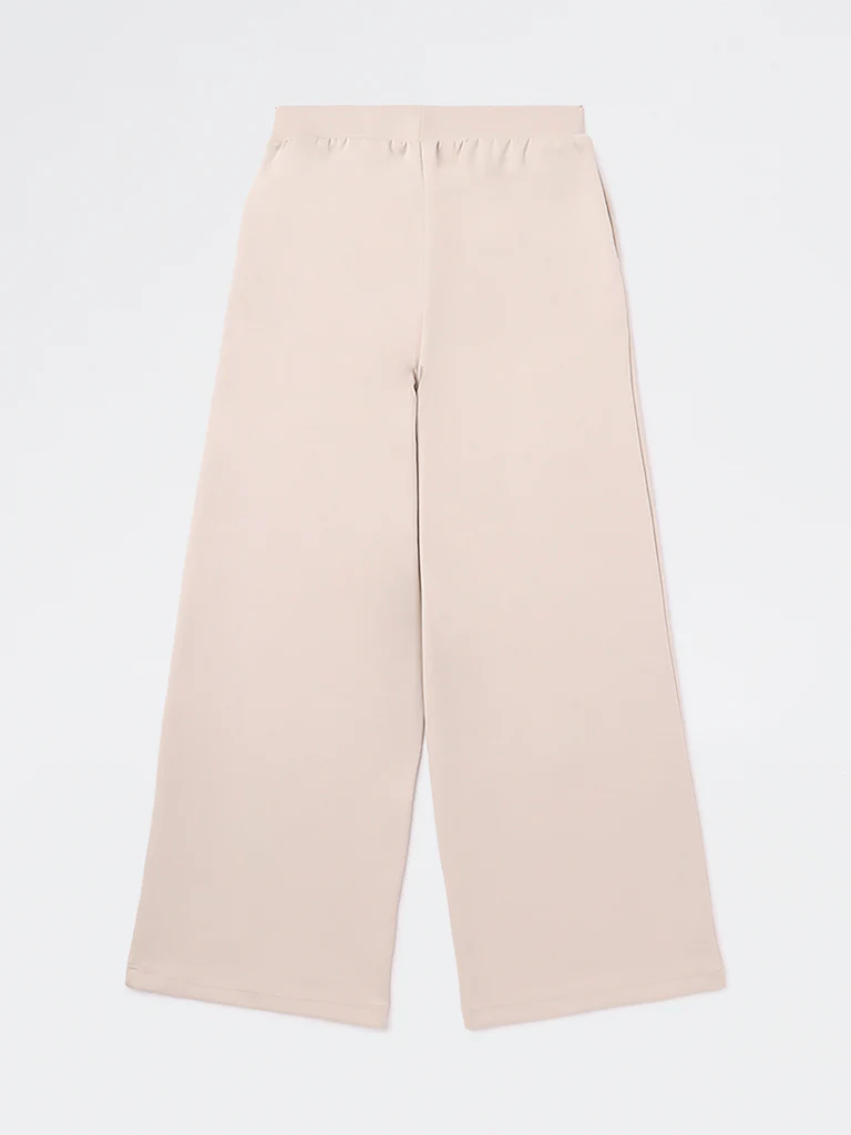 Y&F Kids Girls Beige Striped High-Rise Pants - Image 3