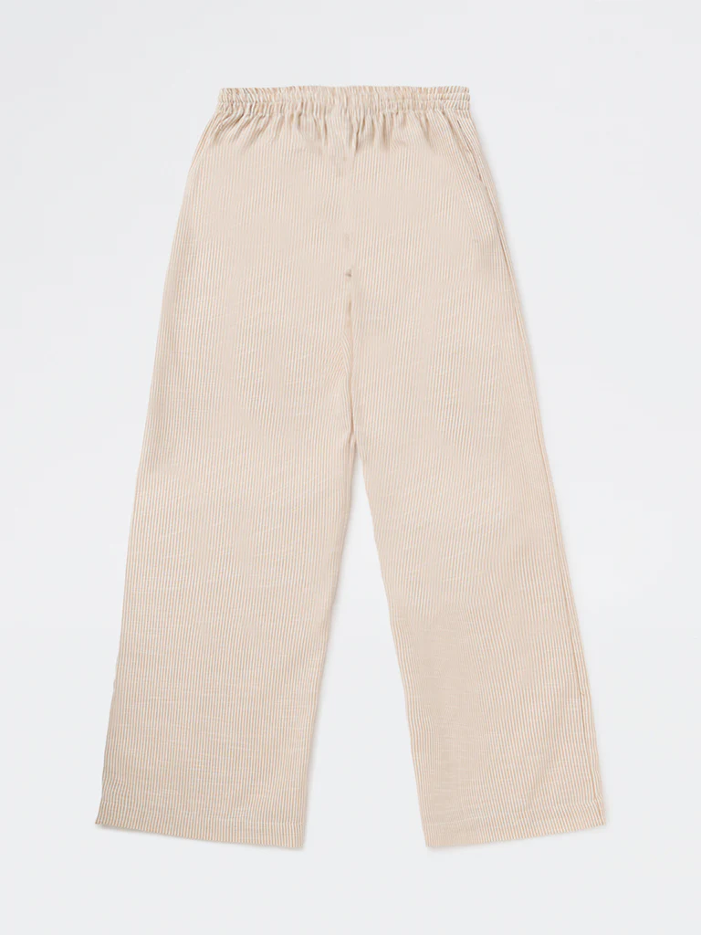 Y&F Kids Girls Beige Striped High-Rise Pants - Image 5