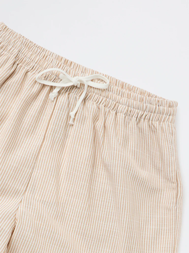 Y&F Kids Girls Beige Striped High-Rise Pants - Image 6