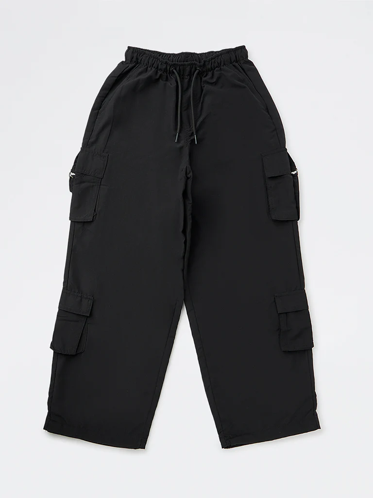 Y&F Kids Girls Black High-Rise Cargo Pants - Image 3