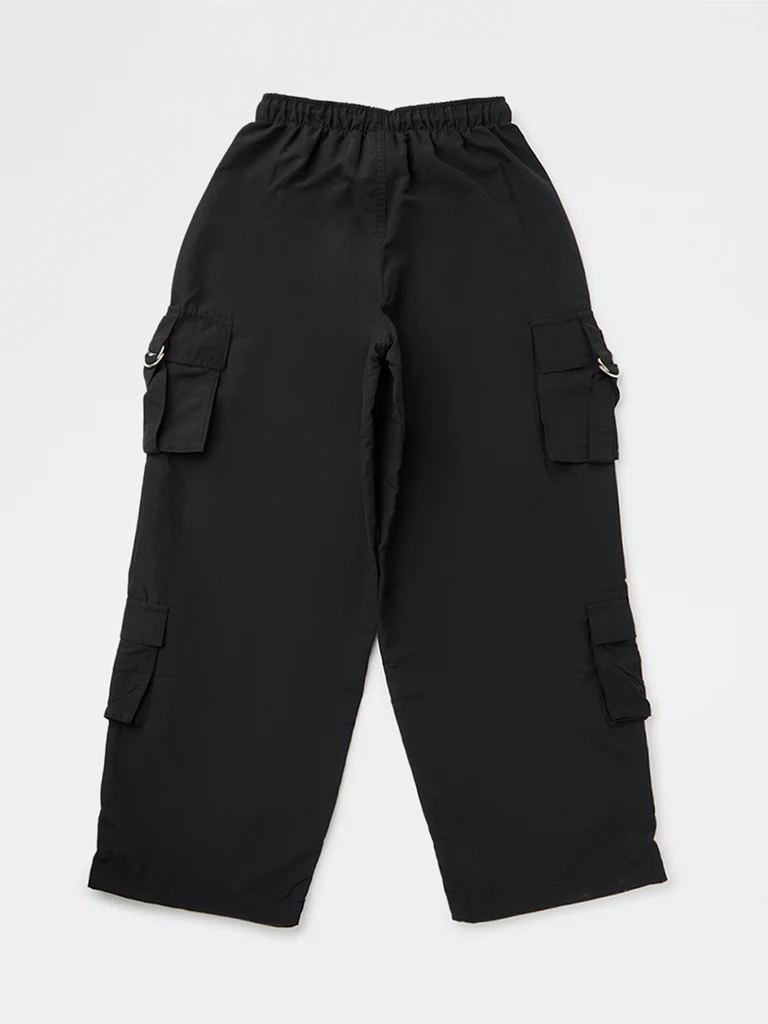 Y&F Kids Girls Black High-Rise Cargo Pants - Image 4
