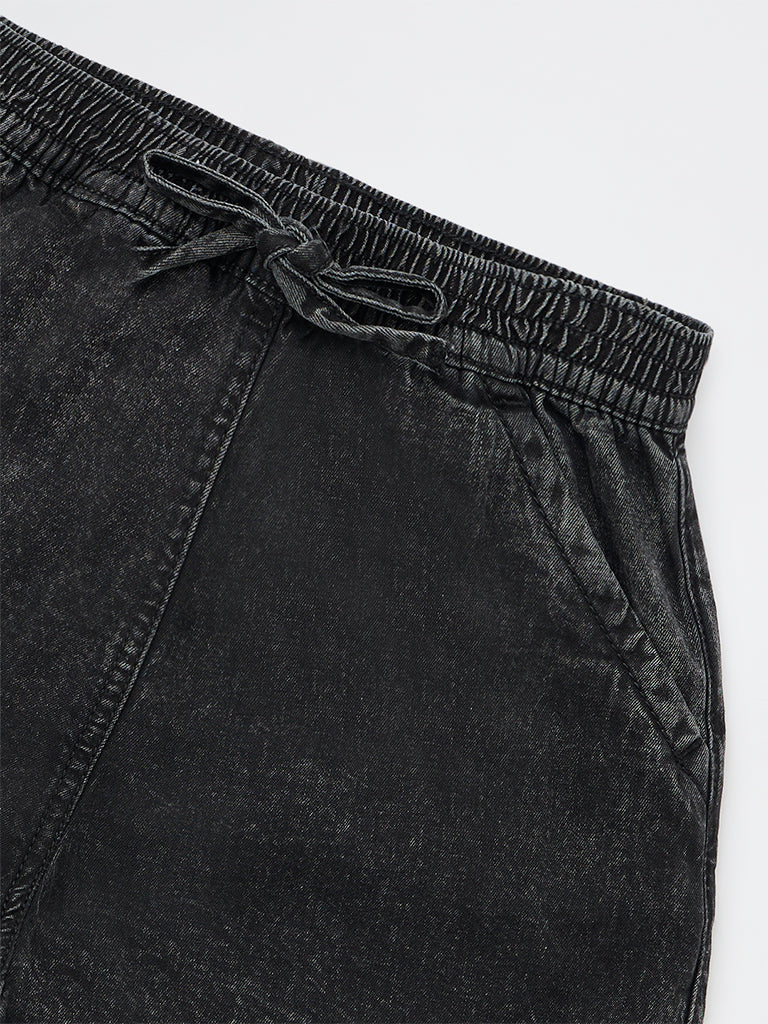 Y&F Kids Girls Black High-Rise Denim Shorts - Image 6