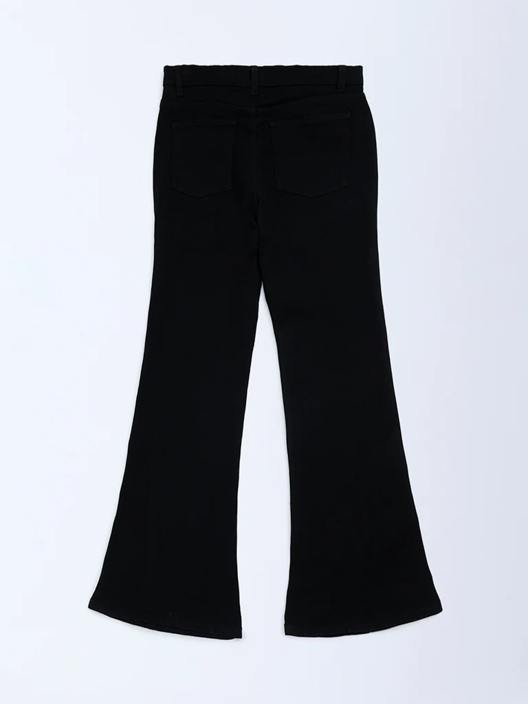 Y&F Kids Girls Black High-Rise Flared Jeans - Image 4