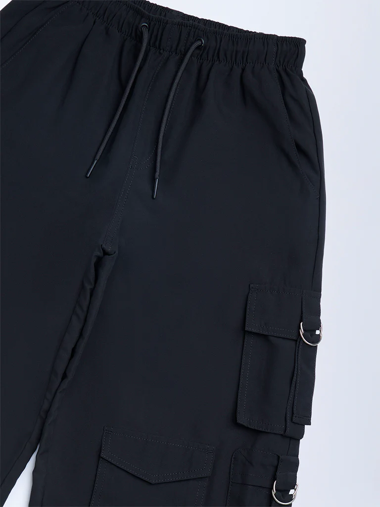 Y&F Kids Girls Black High-Rise Joggers - Image 3