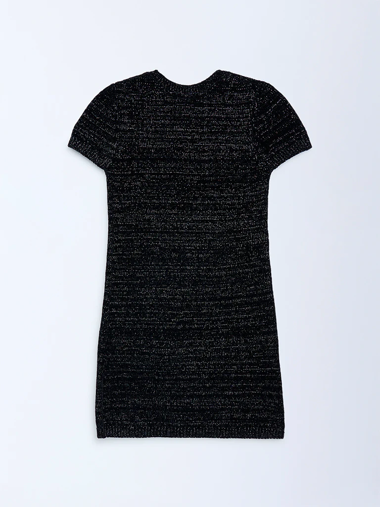 Y&F Kids Girls Black Knitted Bodycon Dress - Image 5