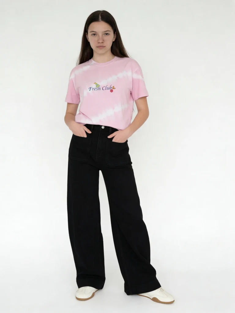 Y&F Kids Girls Black Mid-Rise Relaxed-Fit Jeans