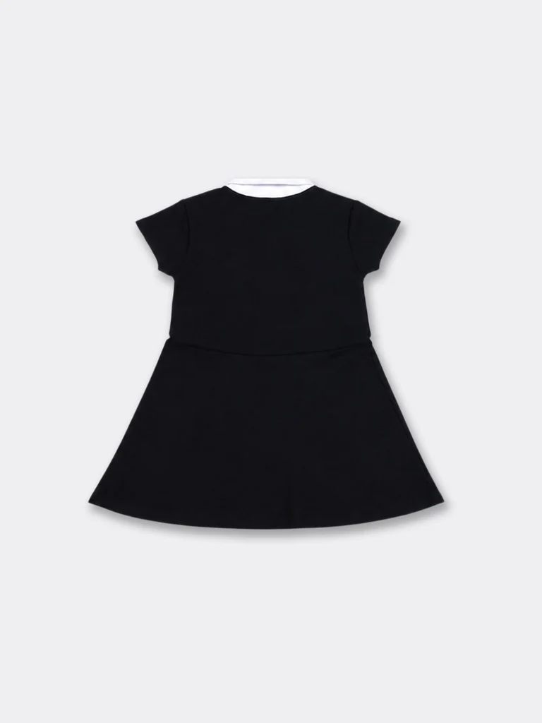 Y&F Kids Girls Black Side Stripe Cotton-Blend Dress - Image 2