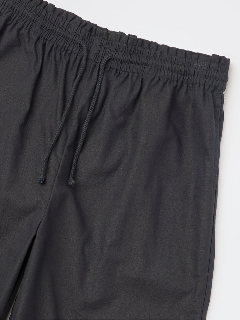 Y&F Kids Girls Black Solid High-Rise Cotton Trousers - Image 4