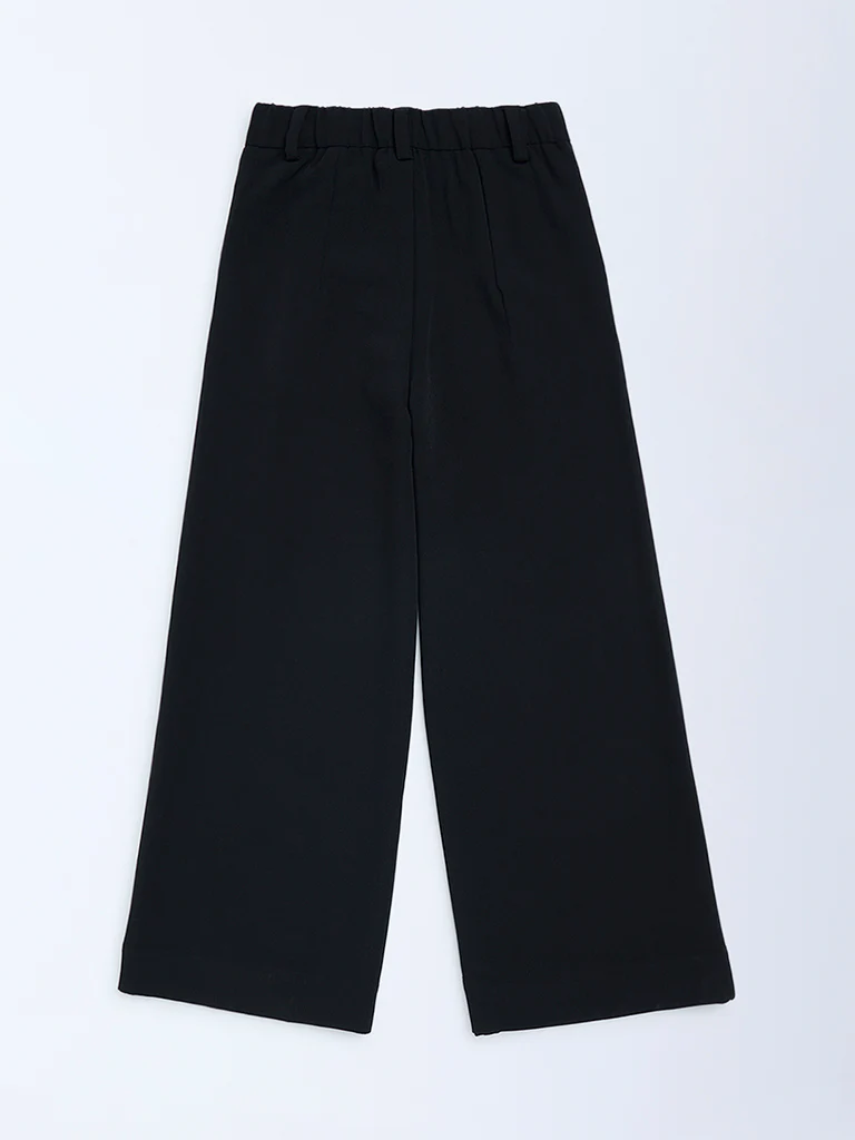 Y&F Kids Girls Black Solid High-Rise Trousers - Image 4