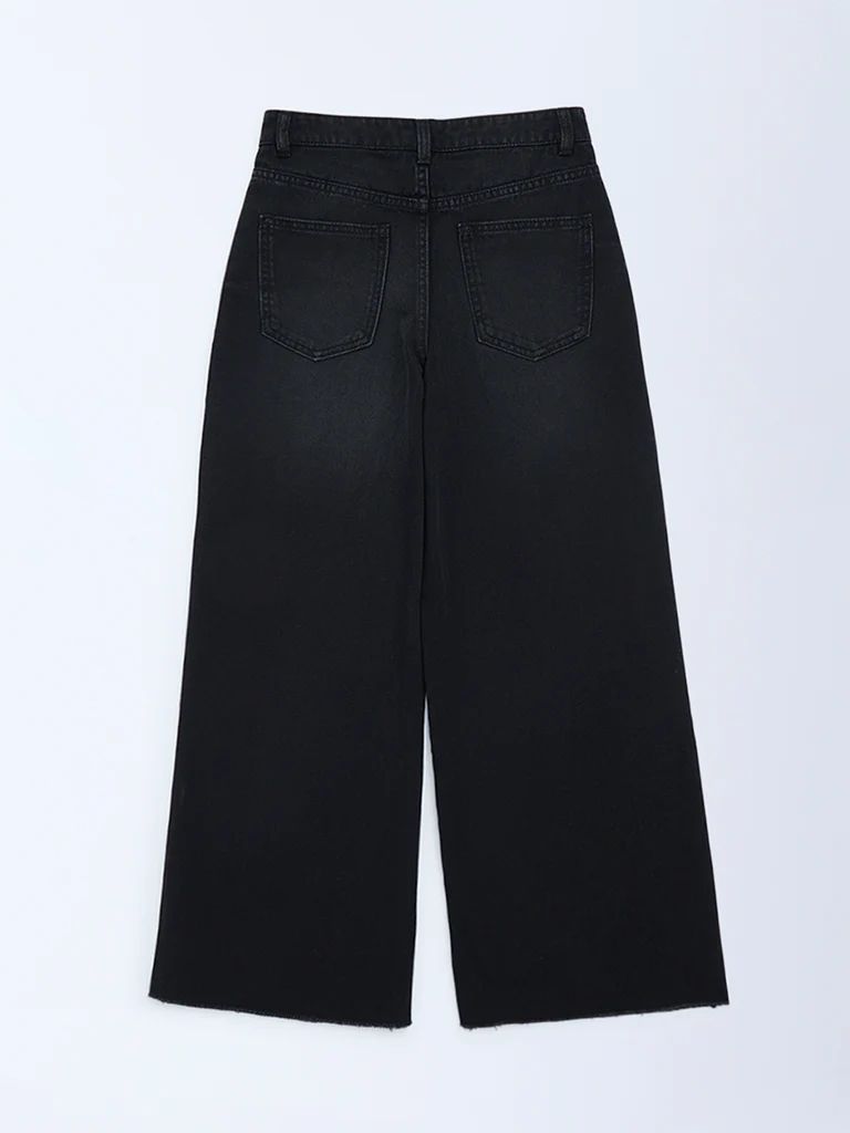 Y&F Kids Girls Black Wide-Leg High-Rise Jeans - Image 3