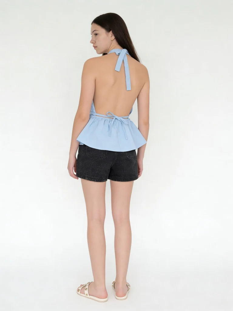 Y&F Kids Girls Blue Halter-Neck Top - Image 2