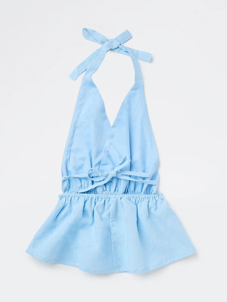 Y&F Kids Girls Blue Halter-Neck Top - Image 4