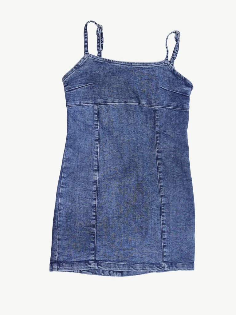 Y&F Kids Girls Blue Mid Wash Denim Slip Dress - Image 3