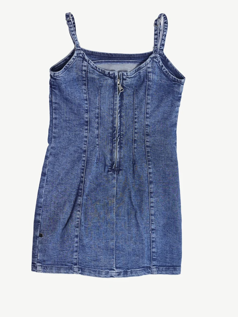 Y&F Kids Girls Blue Mid Wash Denim Slip Dress - Image 4
