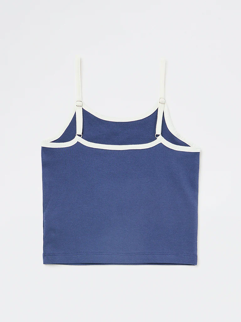 Y&F Kids Girls Blue Numerical Printed Cotton-Blend Top - Image 4
