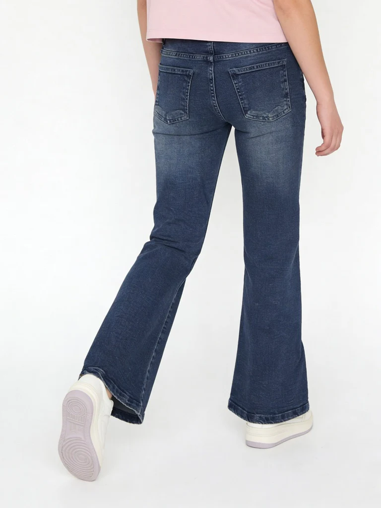 Y&F Kids Girls Blue Stretch Flare-Fit Jeans - Image 2