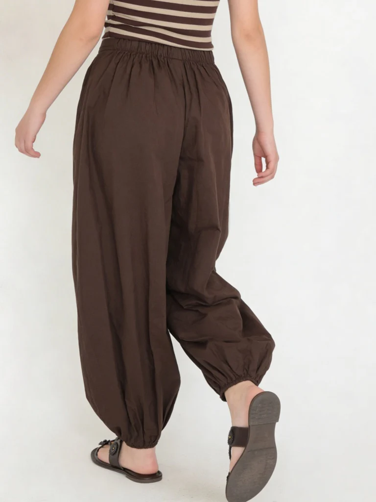 Y&F Kids Girls Brown High-Rise Harem Cotton Pants - Image 2