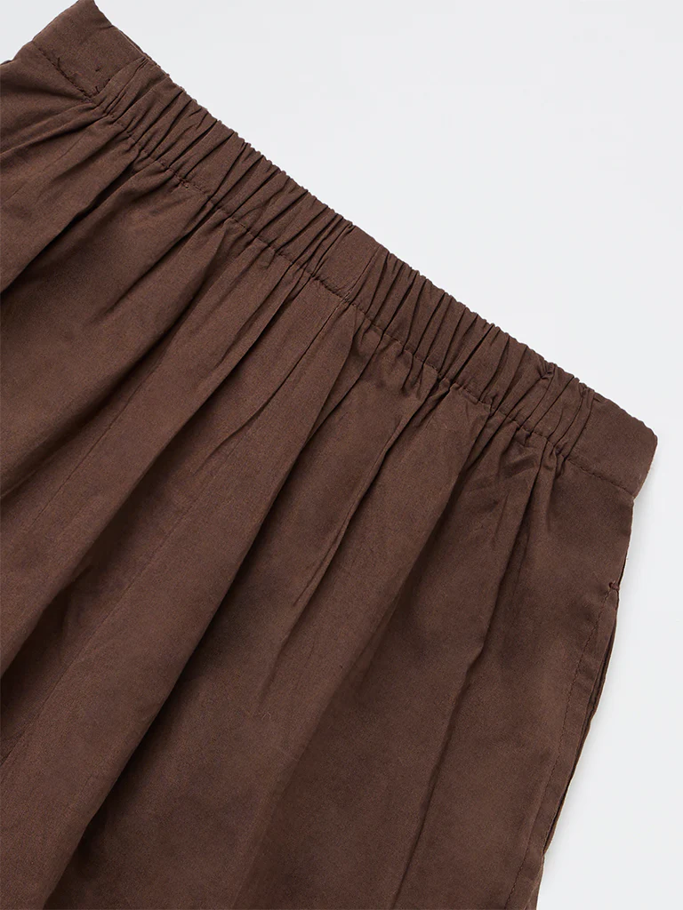 Y&F Kids Girls Brown High-Rise Harem Cotton Pants - Image 5