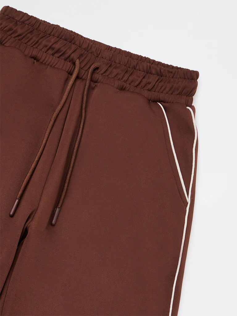 Y&F Kids Girls Brown Solid High-Rise Track Pants - Image 3
