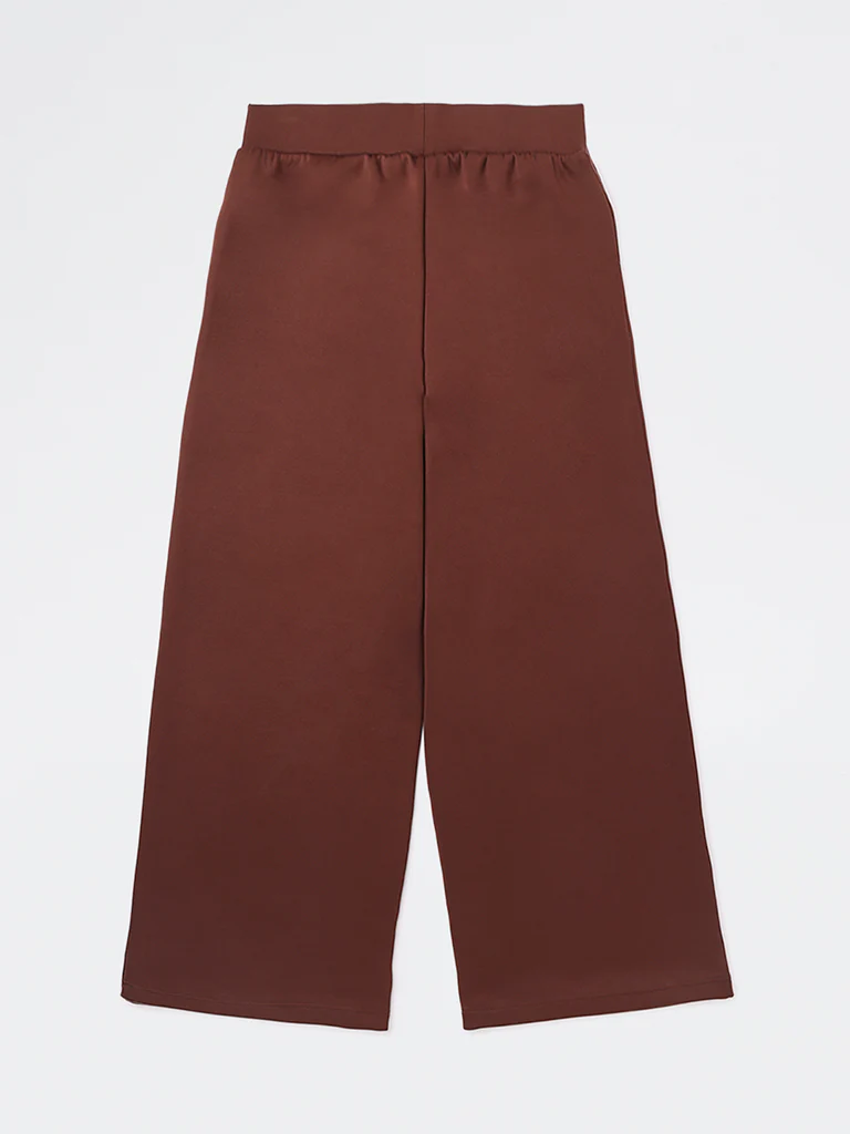 Y&F Kids Girls Dark Brown Striped High-Rise Pants - Image 3