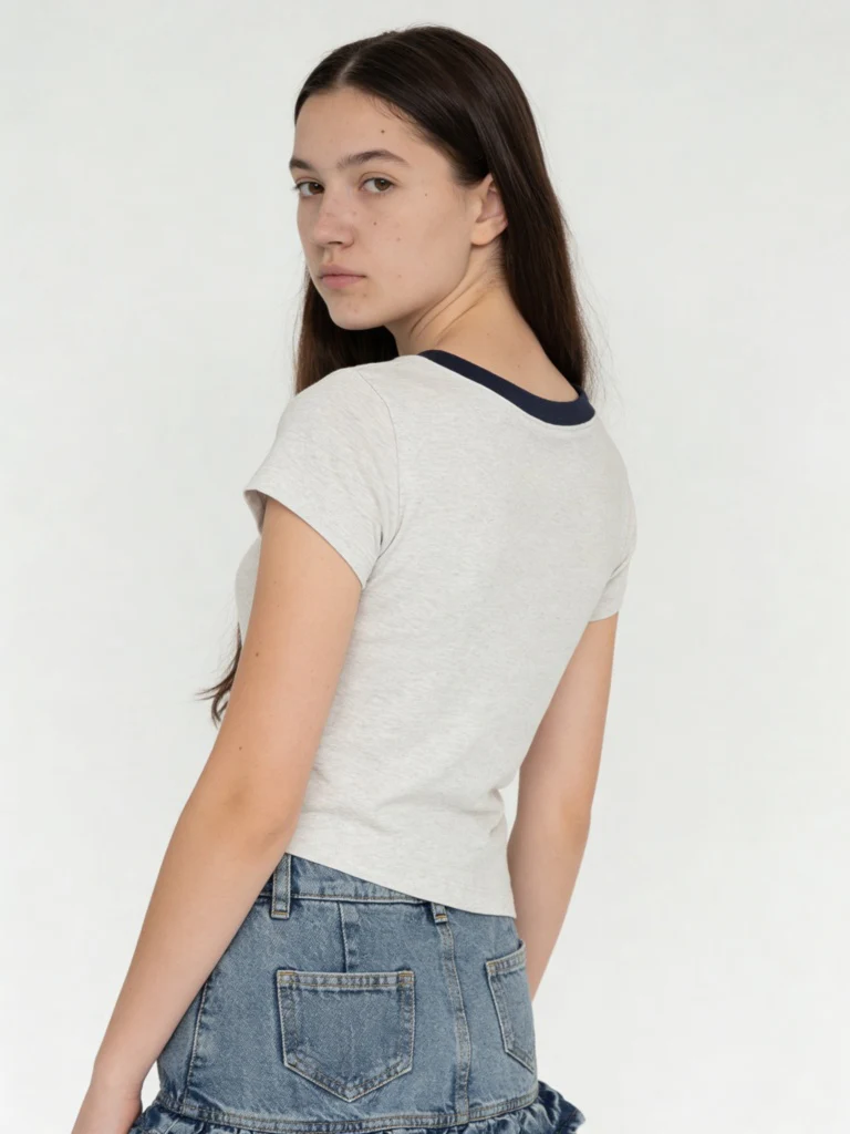 Y&F Kids Girls Grey Printed Cotton-Blend T-Shirt - Image 2