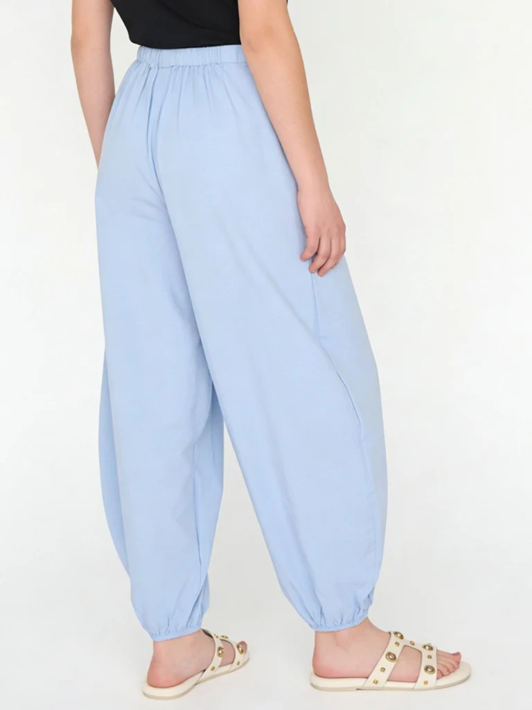 Y&F Kids Girls Light Blue High-Rise Cotton Pants - Image 2