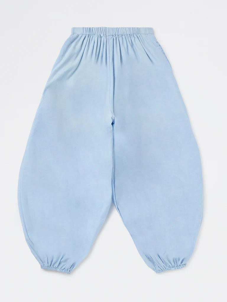 Y&F Kids Girls Light Blue High-Rise Cotton Pants - Image 4