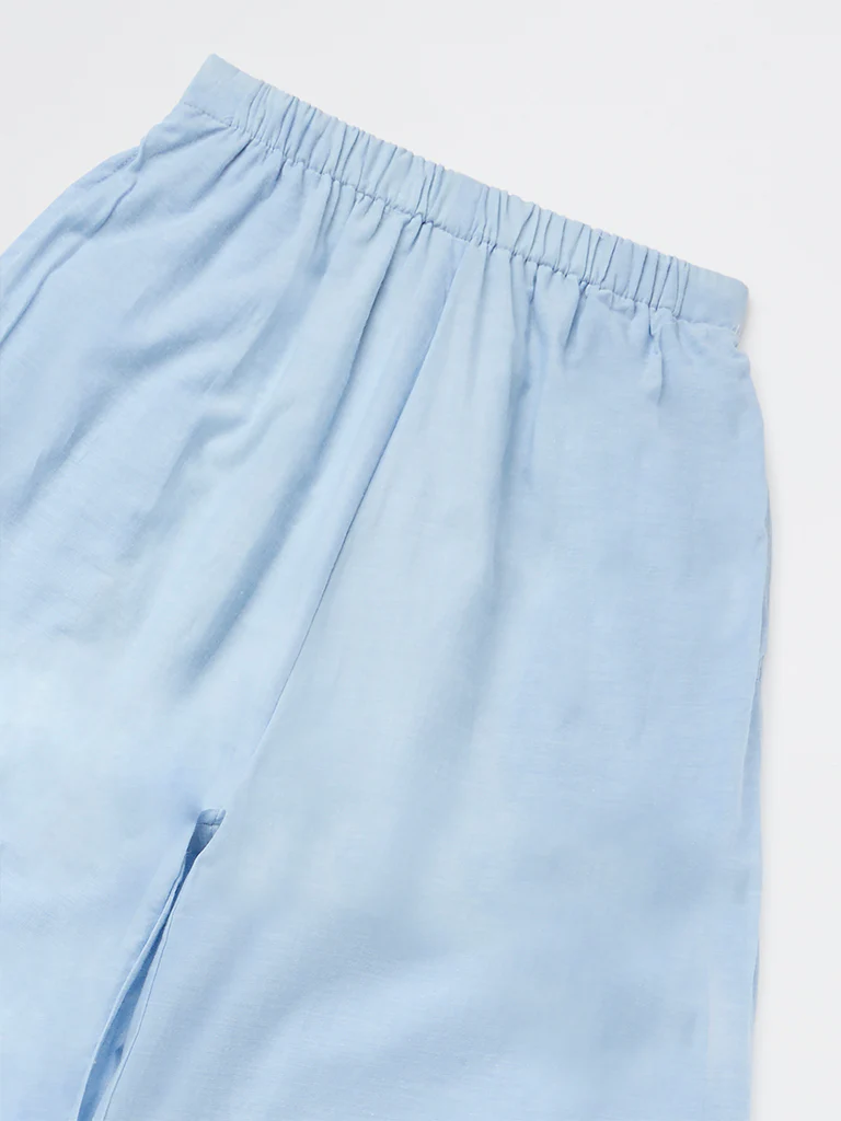 Y&F Kids Girls Light Blue High-Rise Cotton Pants - Image 5