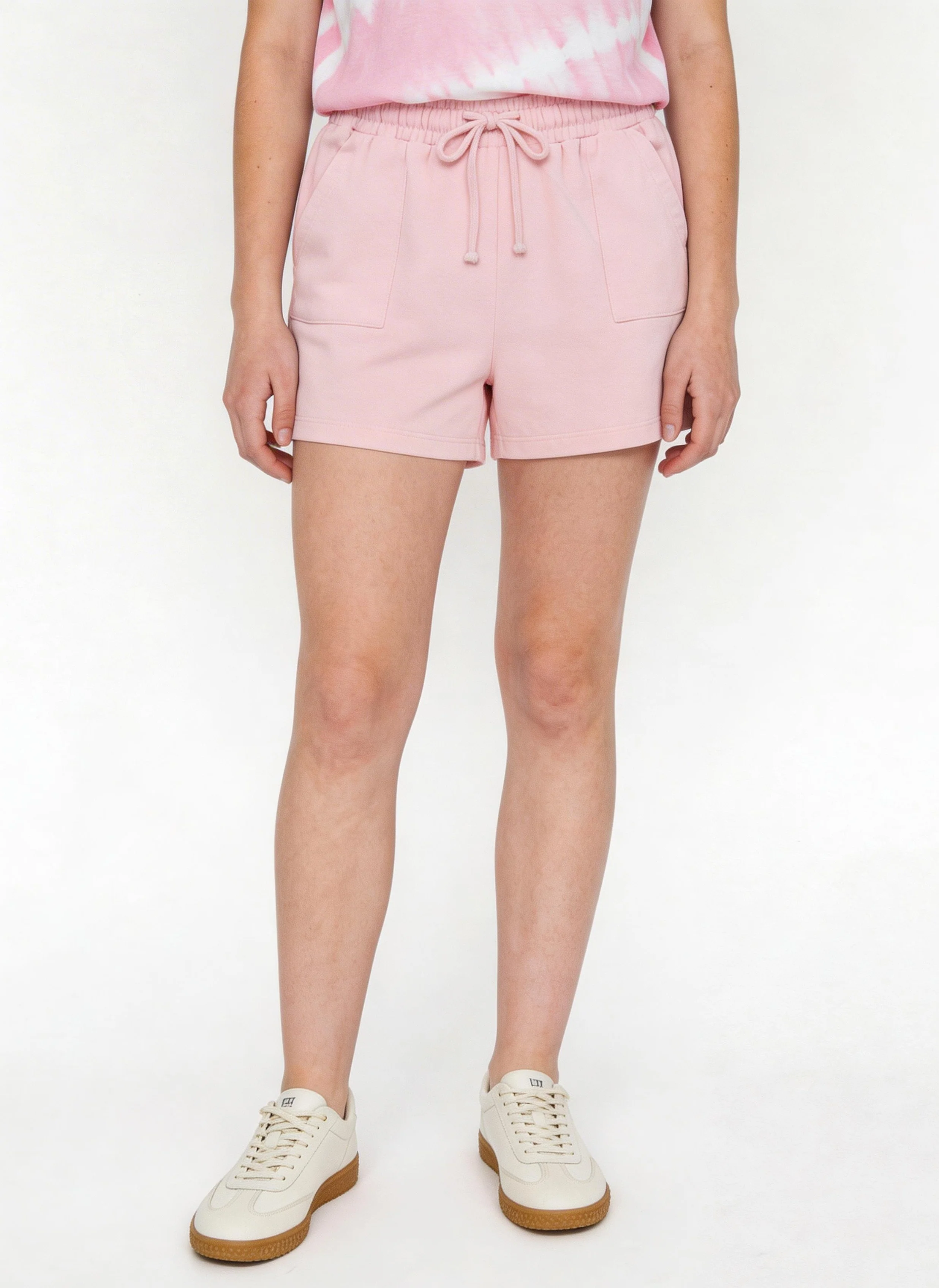 Y&F Kids Girls Light Pink Solid High-Rise Cotton-Blend Shorts - Image 3