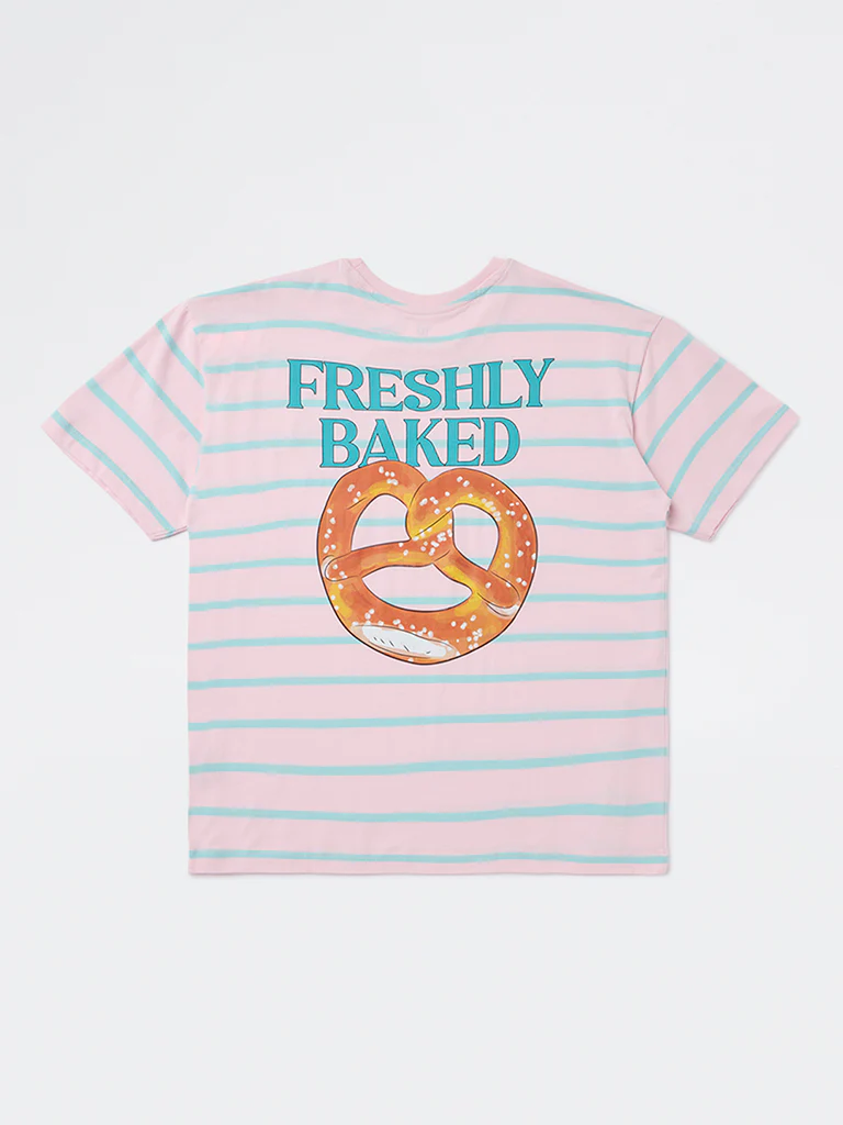 Y&F Kids Girls Light Pink Striped Cotton T-Shirt - Image 3
