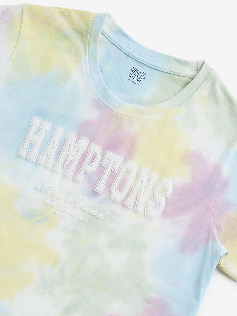 Y&F Kids Girls Multicolour Tie-Dye Printed Cotton T-Shirt - Image 4