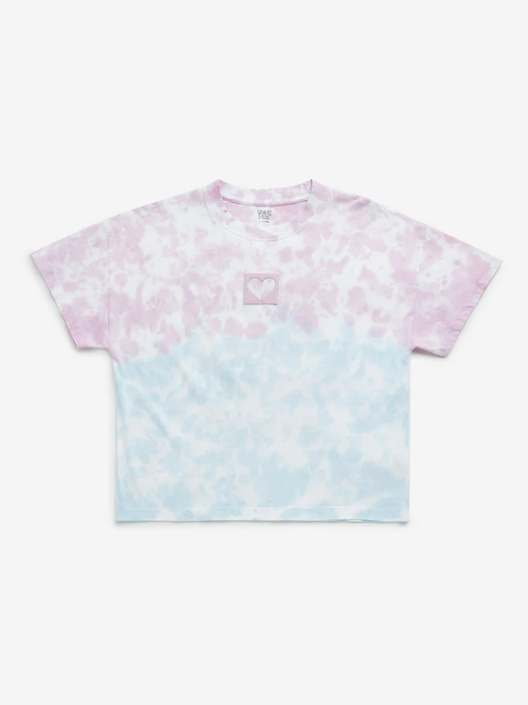 Y&F Kids Girls Multicolour Tie-Dye Printed Cotton T-Shirt