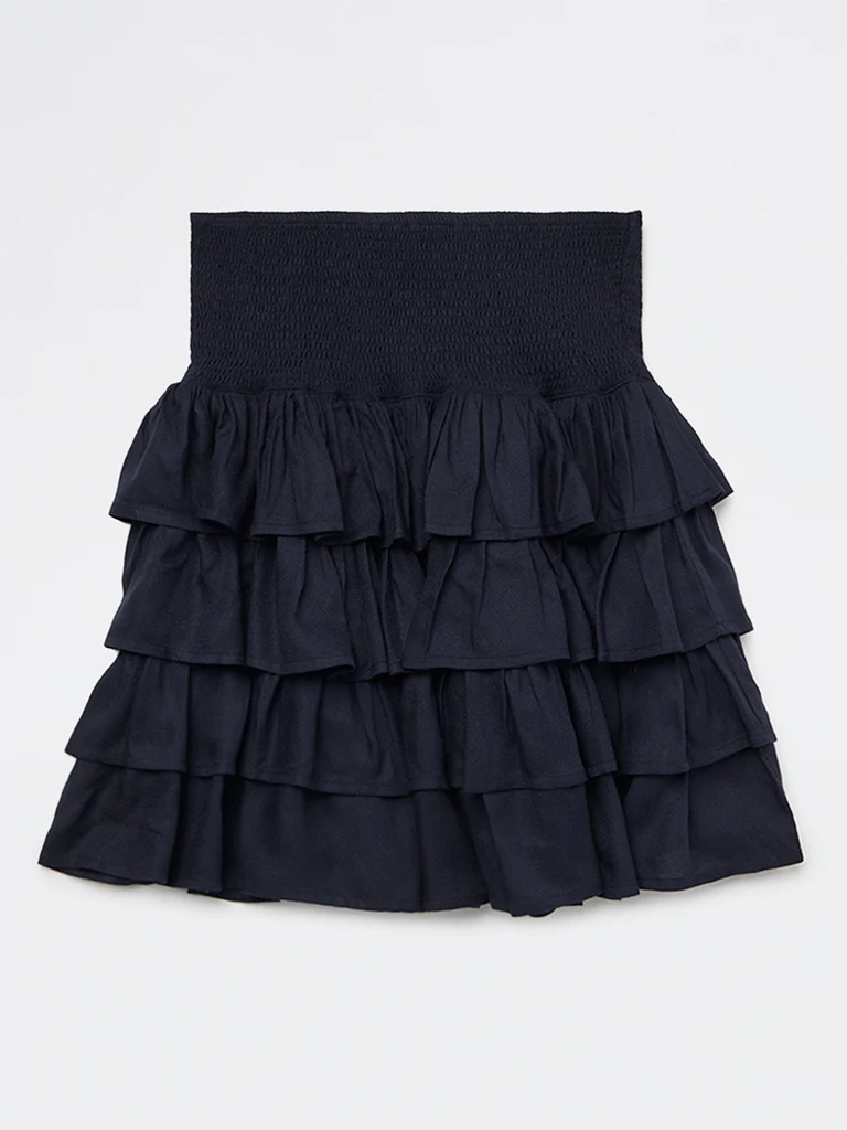 Y&F Kids Girls Navy Ruffled High-Rise Tiered Skirt - Image 3