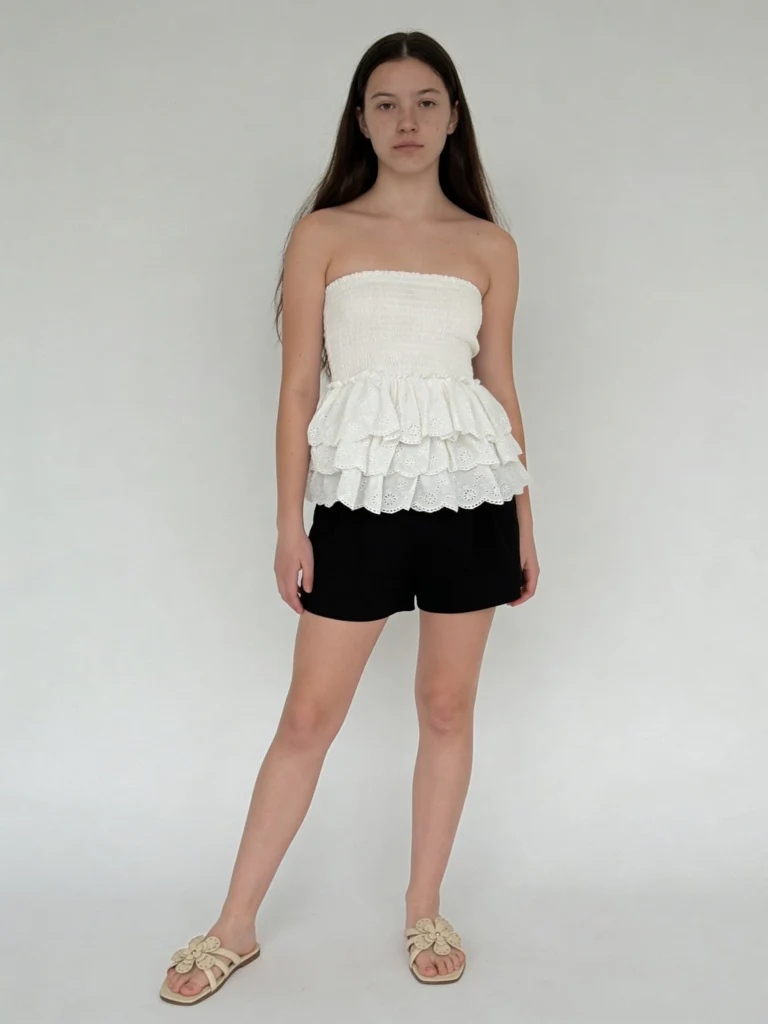 Y&F Kids Girls Off-White Embroidered High-Rise Cotton Skirt