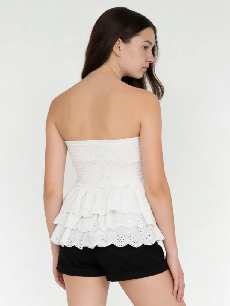 Y&F Kids Girls Off-White Embroidered High-Rise Cotton Skirt - Image 2