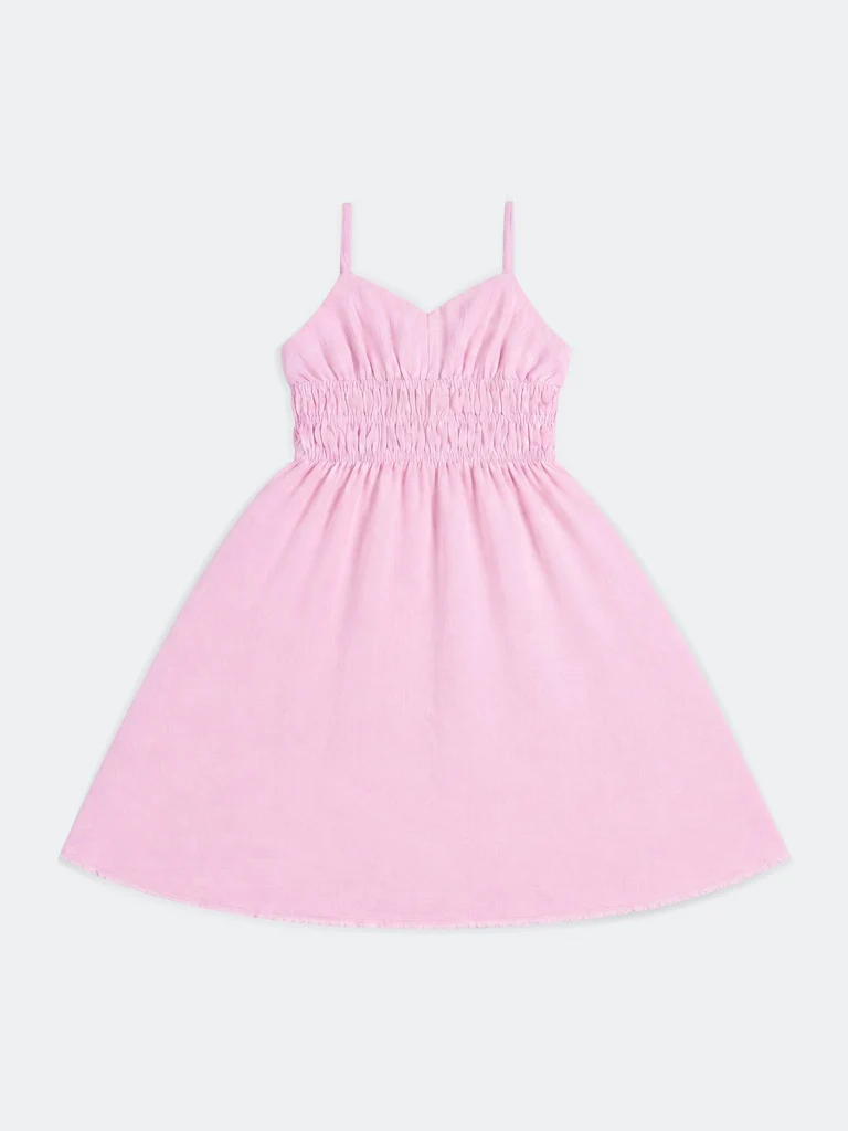 Y&F Kids Girls Pink Cotton Flared Dress