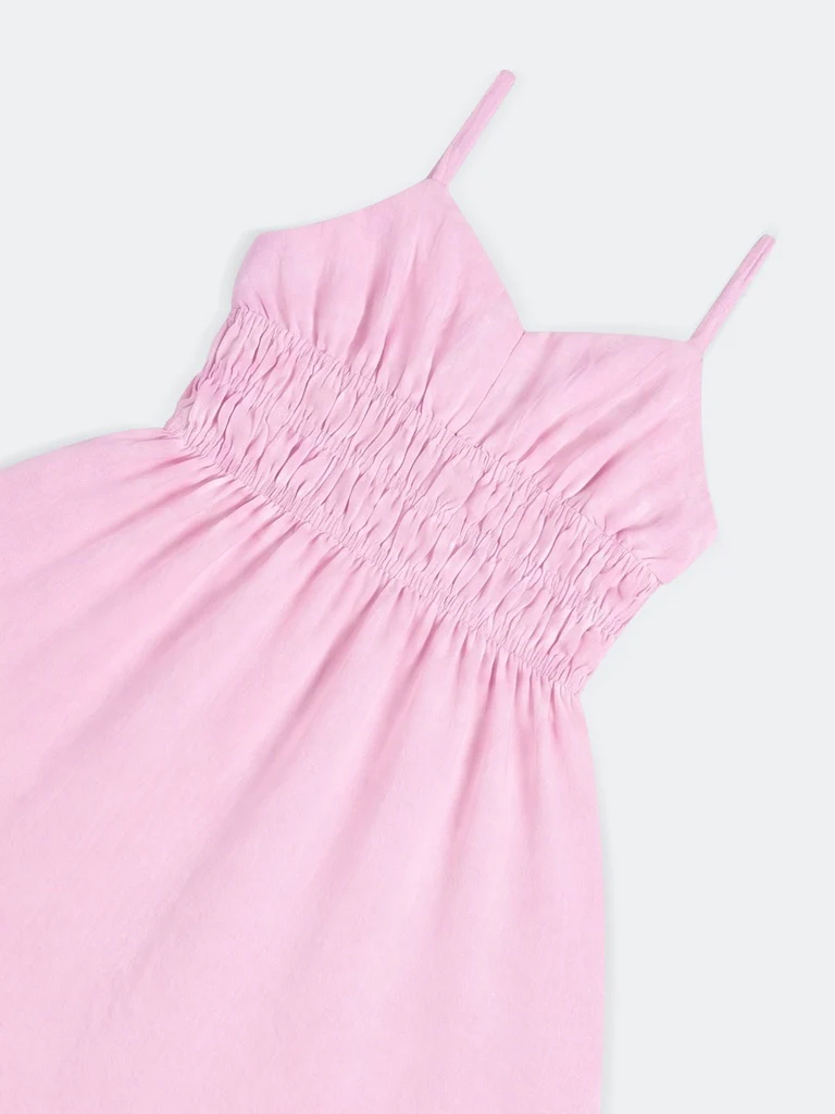 Y&F Kids Girls Pink Cotton Flared Dress - Image 3
