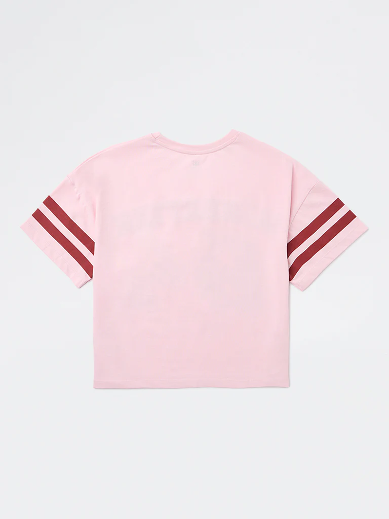 Y&F Kids Girls Pink Printed Cotton T-Shirt - Image 4