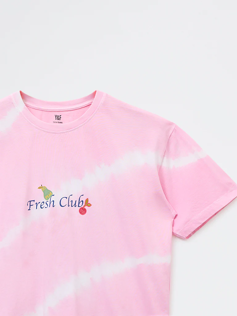 Y&F Kids Girls Pink Tie-Dye Design Cotton T-Shirt - Image 6