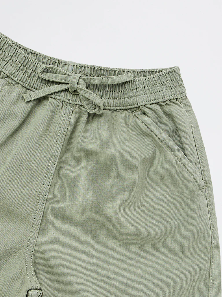 Y&F Kids Girls Sage High-Rise Cotton Shorts - Image 6